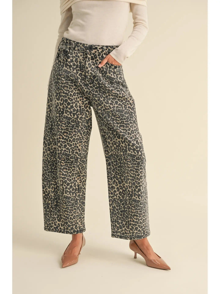 MIOU MUSE Leopard Barrel Pants