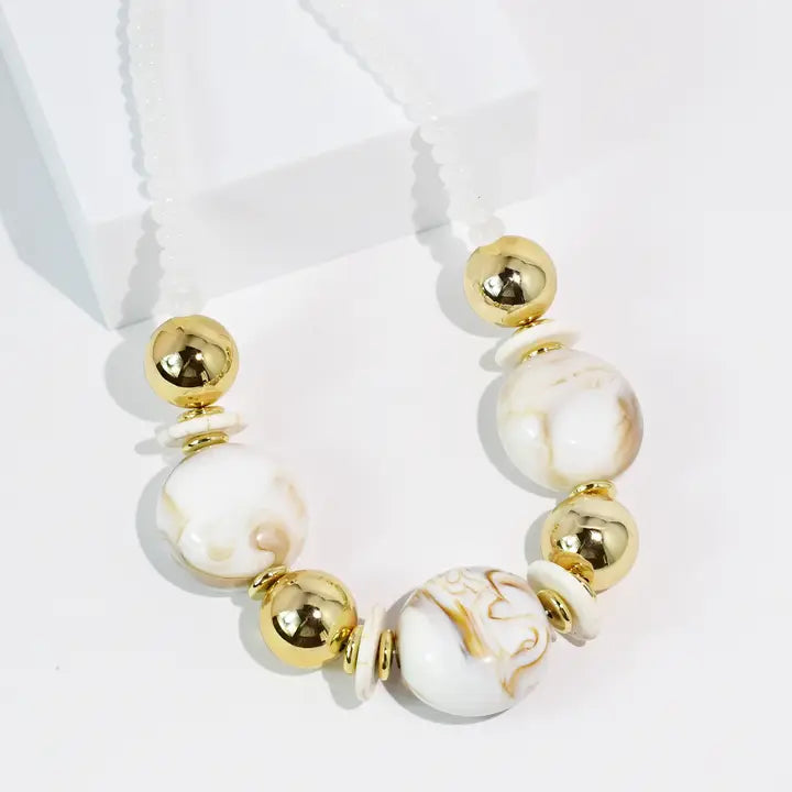Round Top Cream Necklace