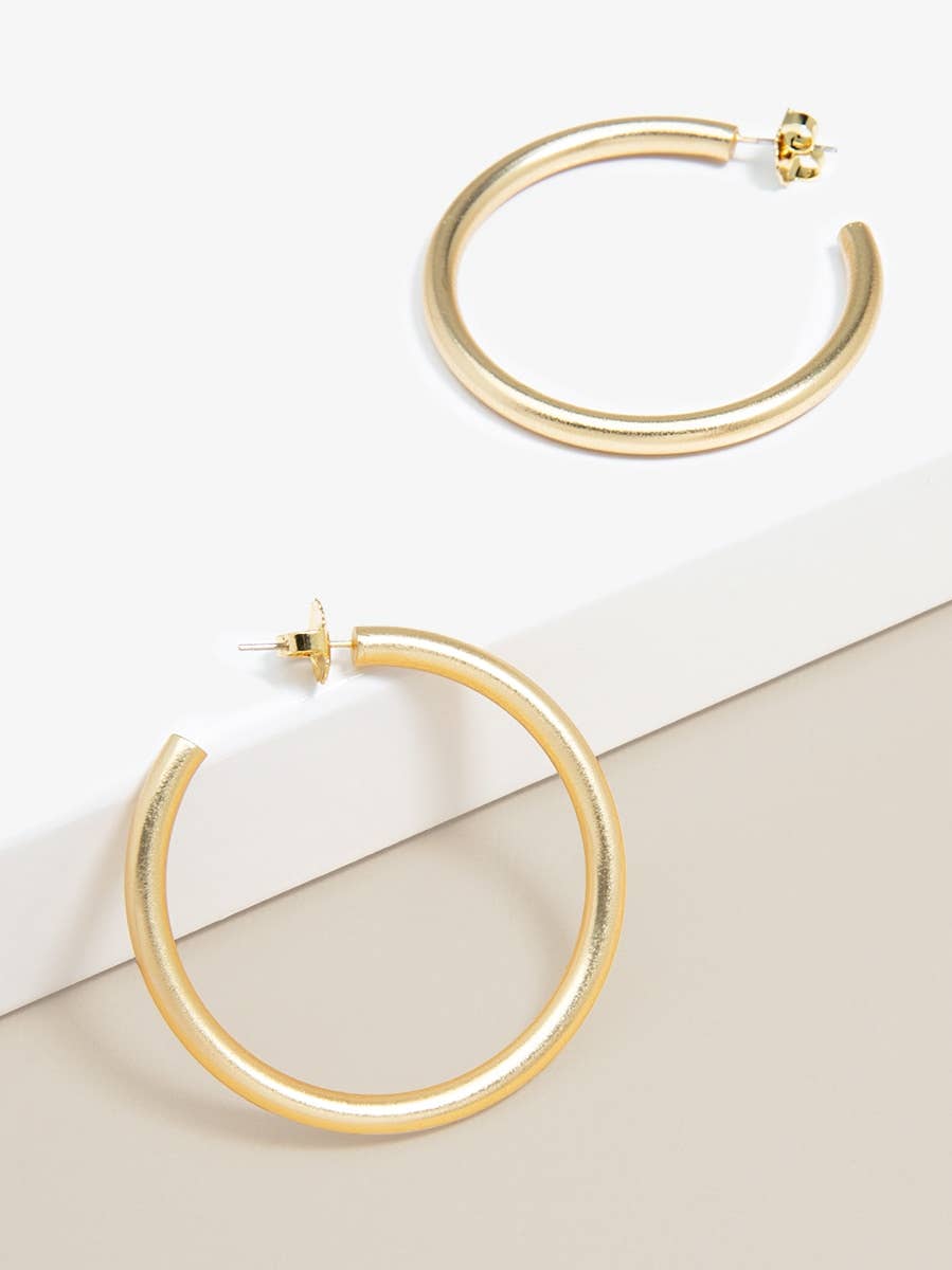 Matte Finish Large Hoop Earring: Matte Gold