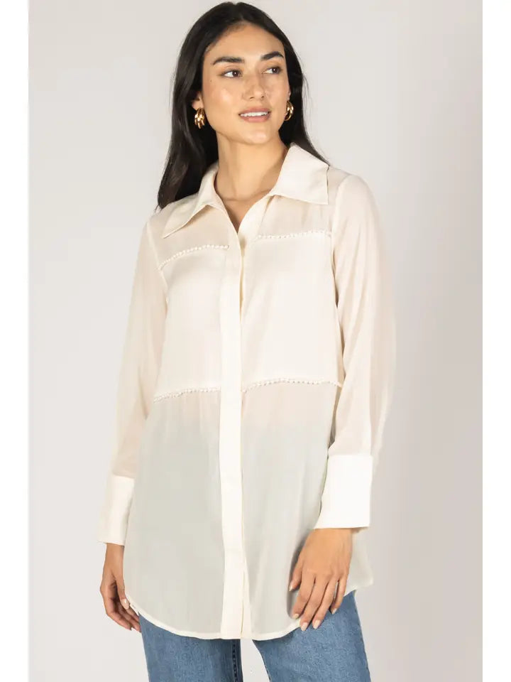 The Pearl Embellished Sheer Top