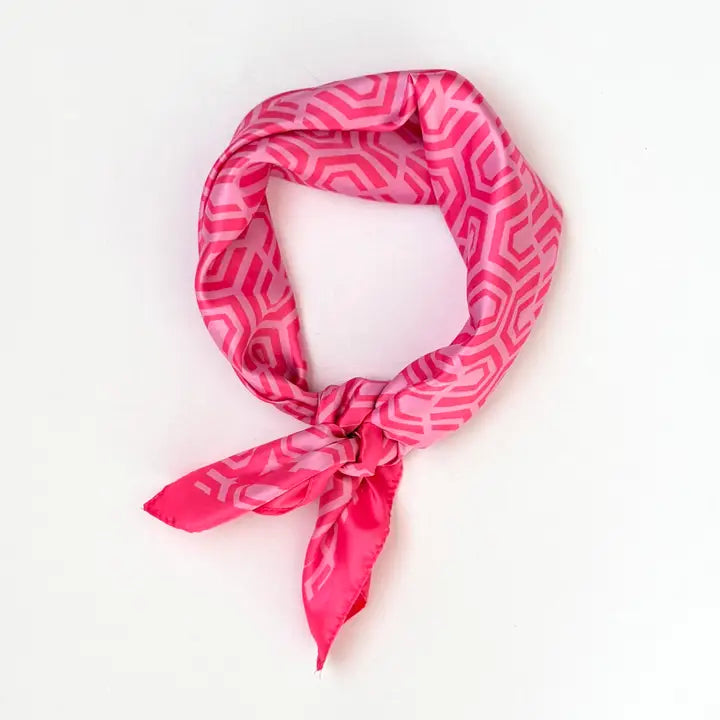 Neck Scarf | Geometric Print Pink