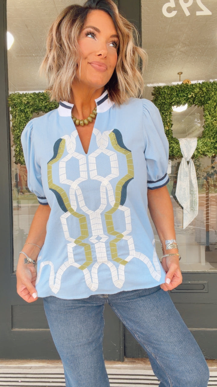 Blue Haven Embroidered Top