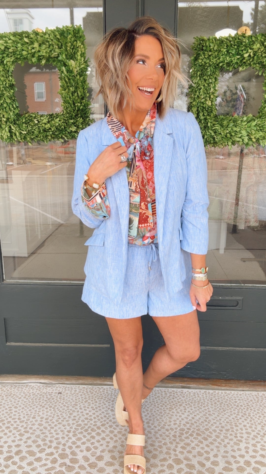 Skies Are Blue Chambray Shorts