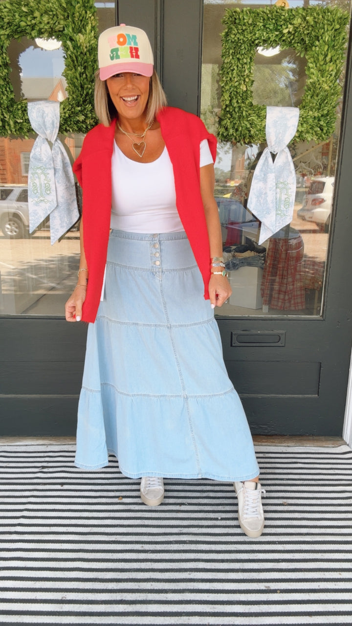 HIGH RISE RUFFLE LONG SKIRT