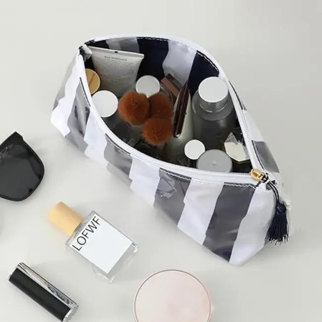 Travel Stripe Cosmetic Makeup Pouch Bag