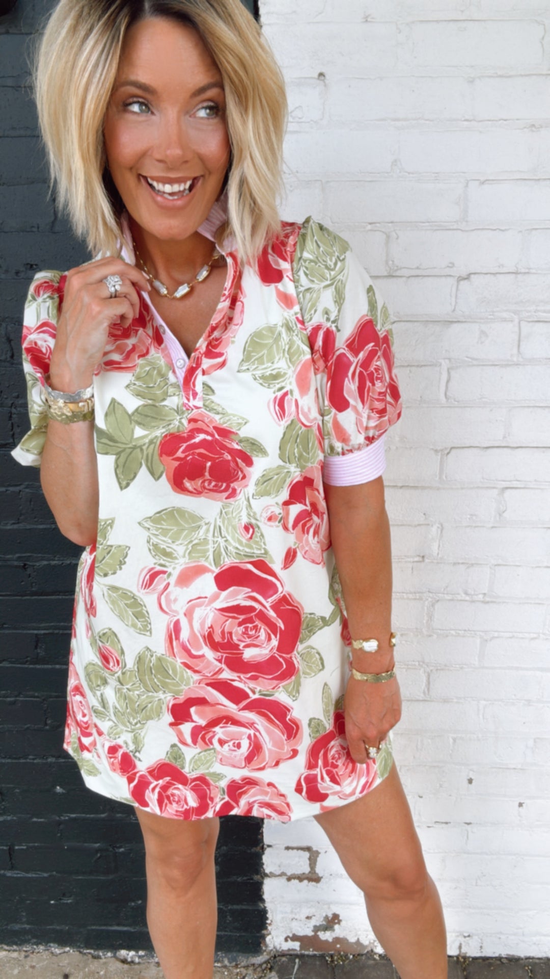 Floral pop over Mini Dress