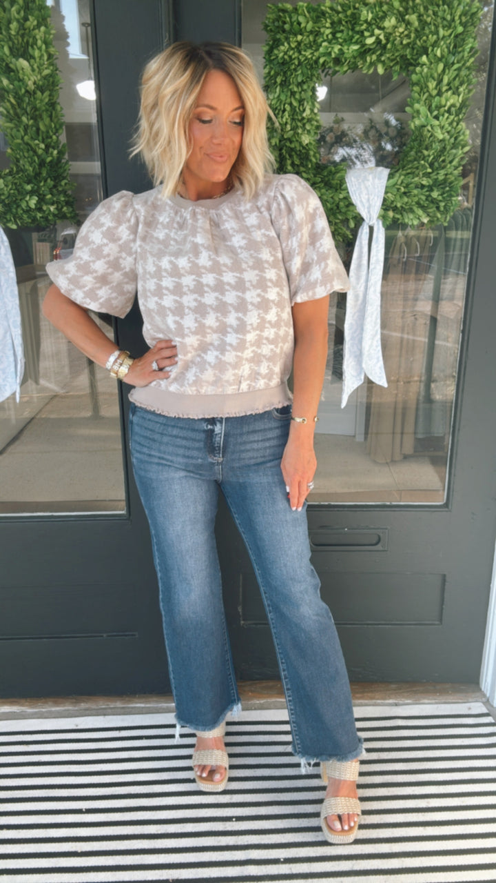 The Houndstooth Velvet Top