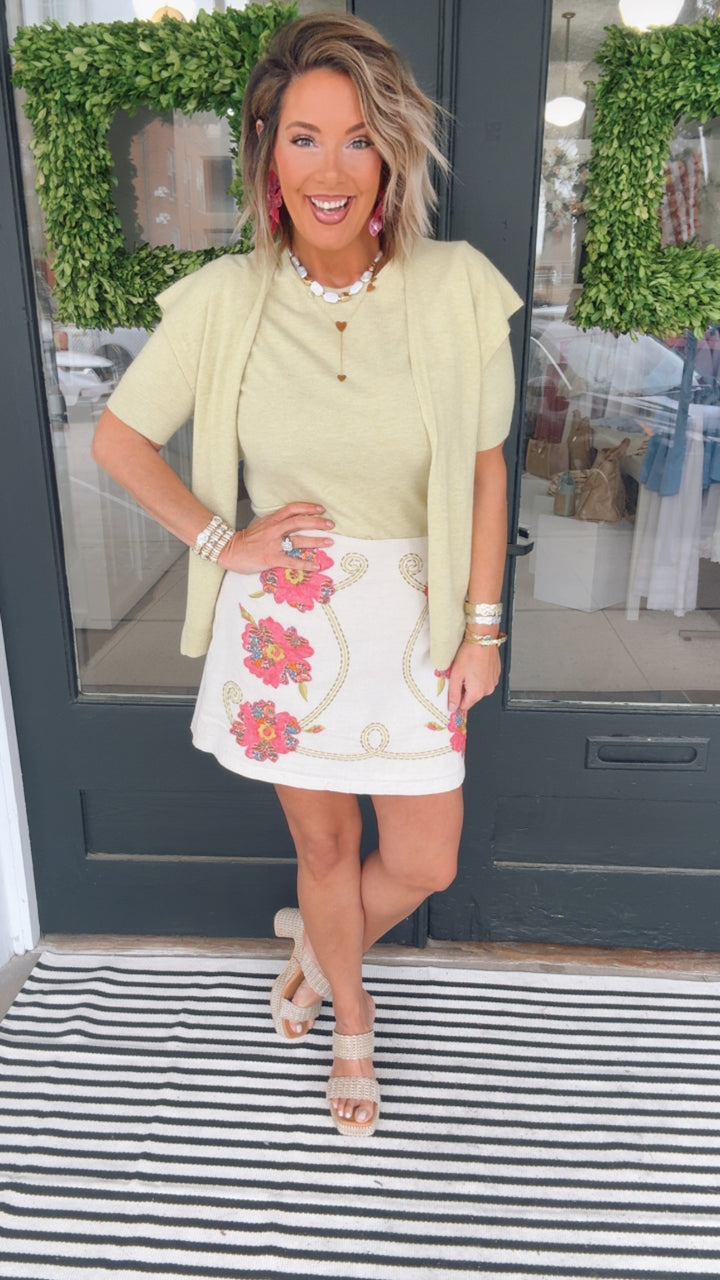 THML Wildflower Stitch Embroidered Skirt