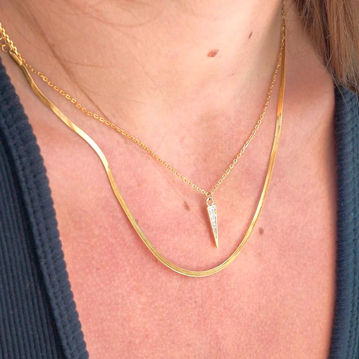 Micro Gold Herringbone Necklace