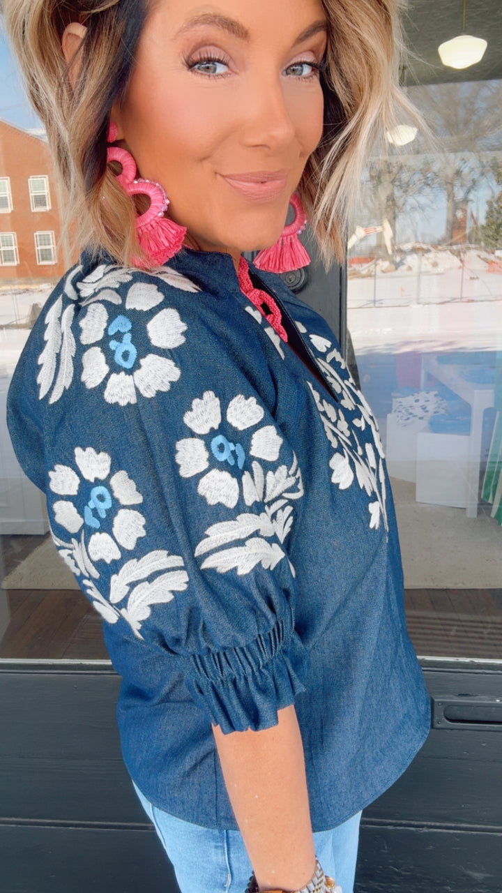 THML Bluebird Embroidered Blouse