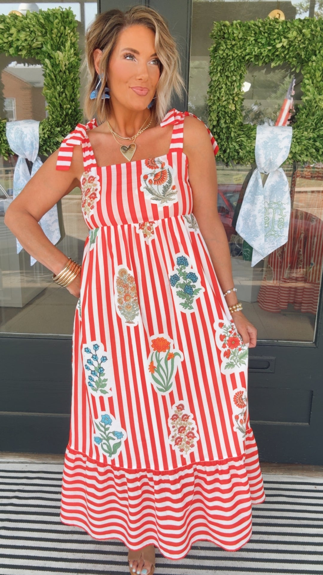 THML Red Ribbon Garden Dress