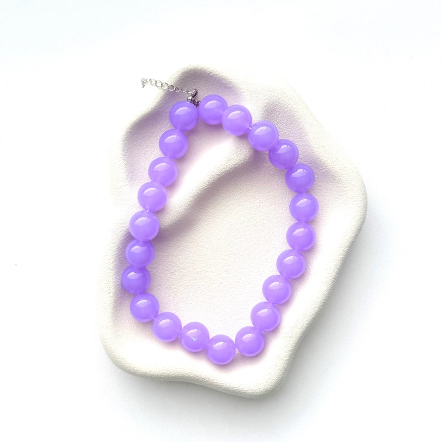 Chunky Beaded Necklace Purple