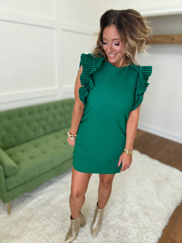 The Pleated Shoulder Mini Dress