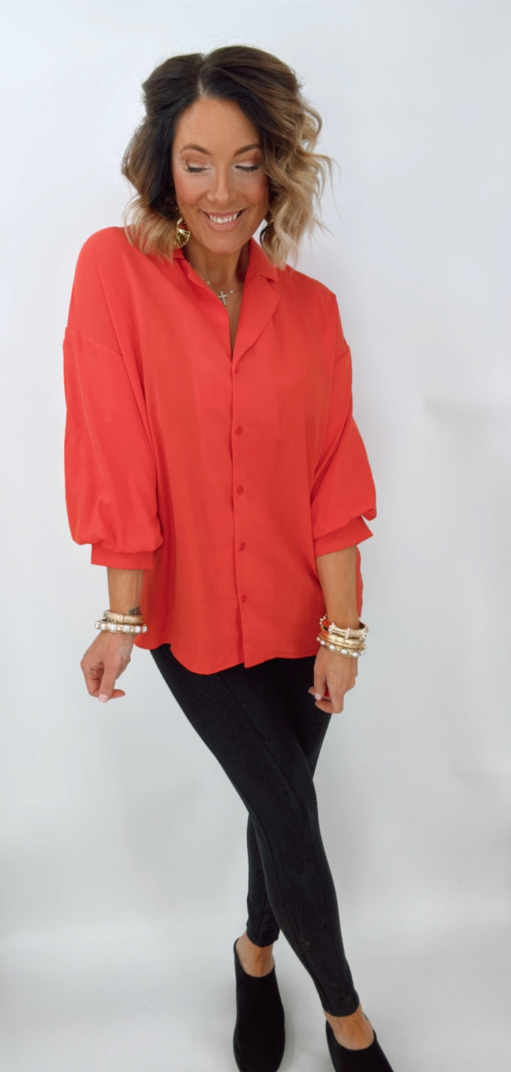 Endless Rose Blouson Sleeve Collared Shirt