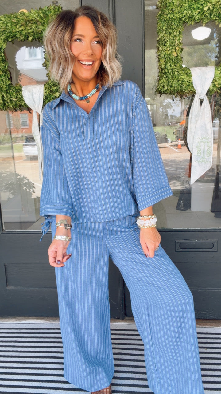 The Blue Skies Striped Pant Set