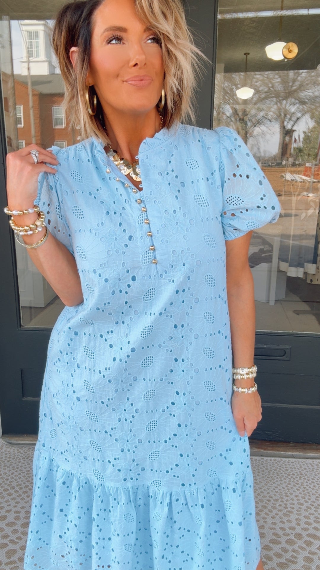 The Sunday in Blue Dress