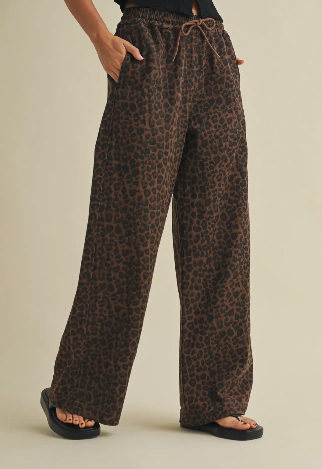 Leopard Print Wide Denim