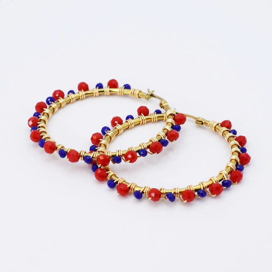 Red/Blue Beaded Hoop