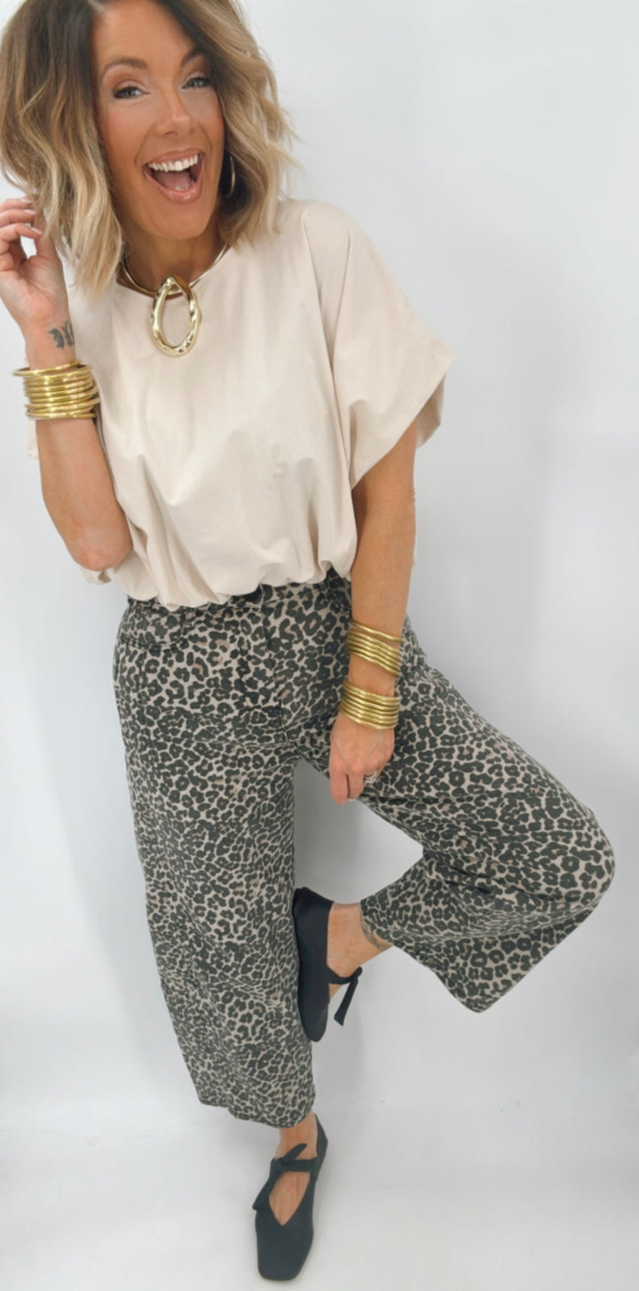 MIOU MUSE Leopard Barrel Pants