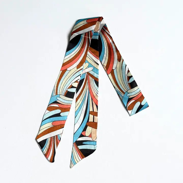 Silk Twilly Scarf Skinny Scarf Fall Print