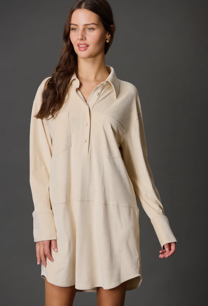 Suede Button Down Dress