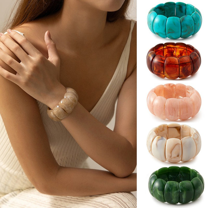 Color-Block Acrylic Stretch Cord Bracelet
