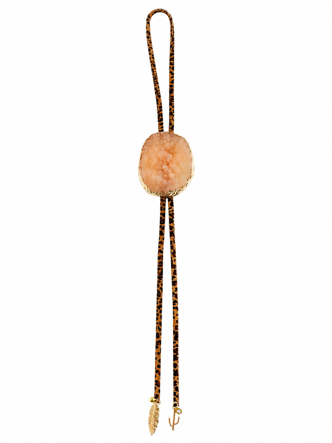 Gold-Edged Druzy Agate Bolo Necklace