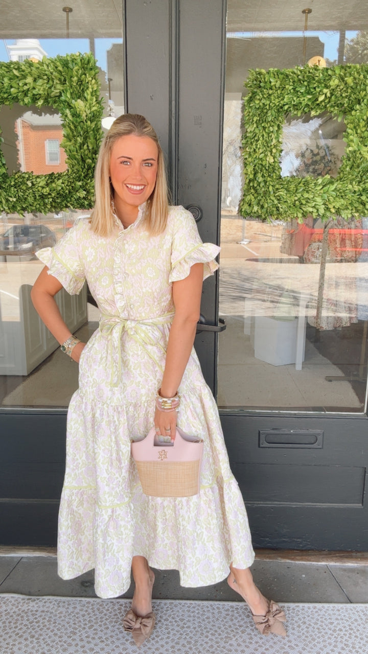 Blushing Meadow Jacquard Maxi Dress