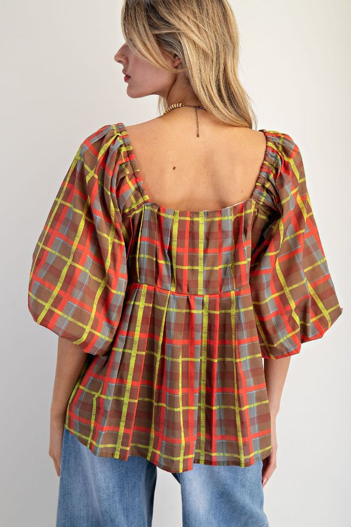 The Plaid Organza Top