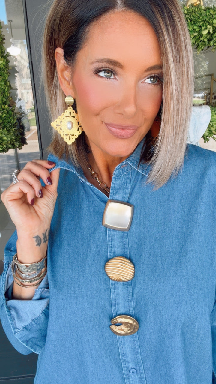 The Gilded Denim Button-Up