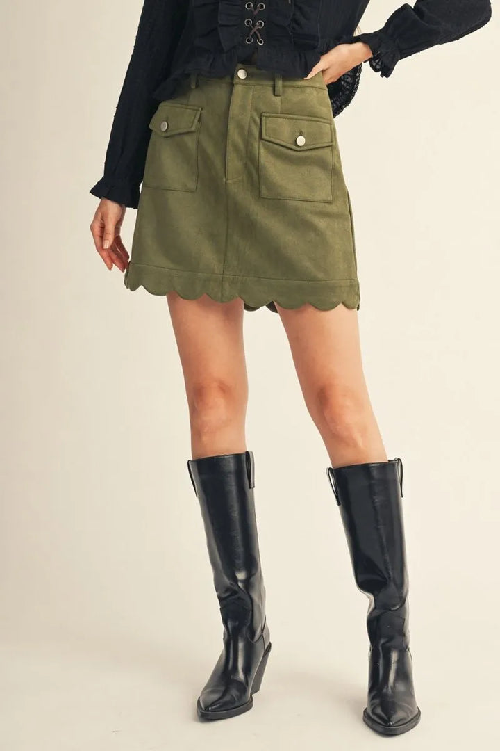 The Olive Scallop Skirt