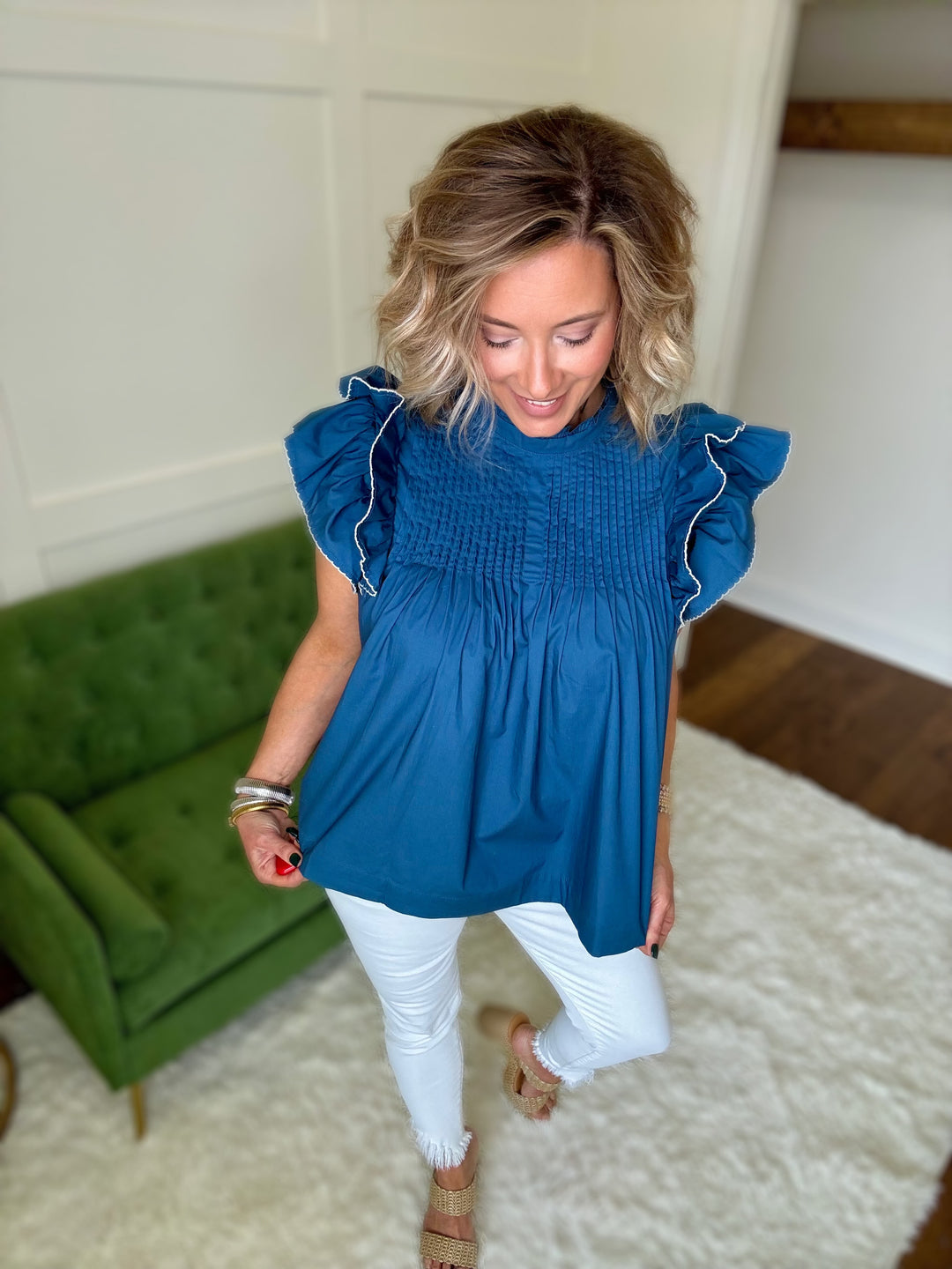 Sailor Chic Ruffle Sleeve Top