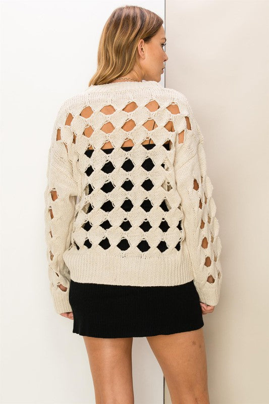 HYFVE Love At First Sight Open Stitch Sweater