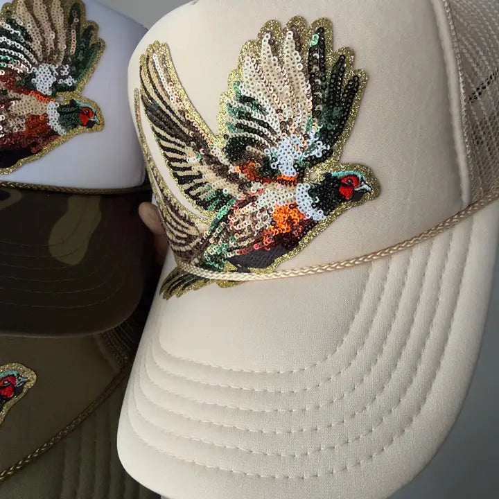 Fly Girl Sequin Pheasant Trucker