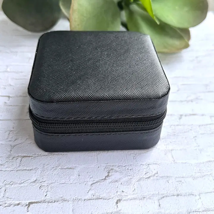 Vegan Leather Travel Jewelry Box Black