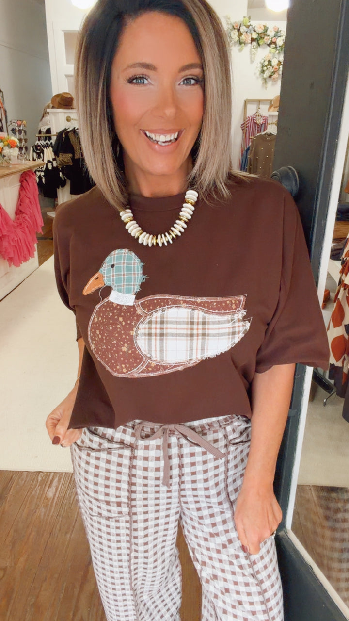 Mallard Duck Patchwork Dolman Sleeve Knit Top