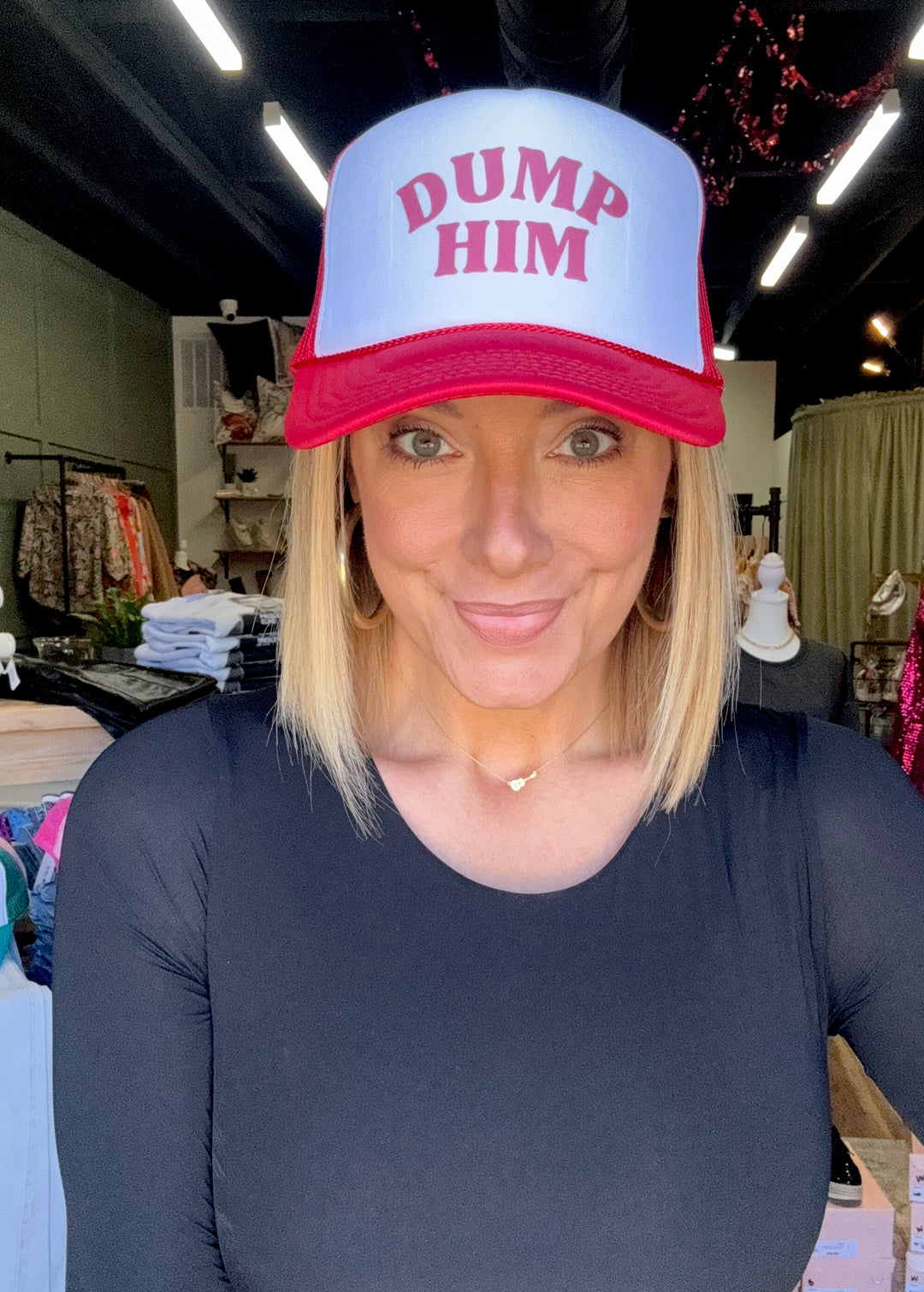 Dump Him Trucker Cap (Multiple Color Options): Red and White