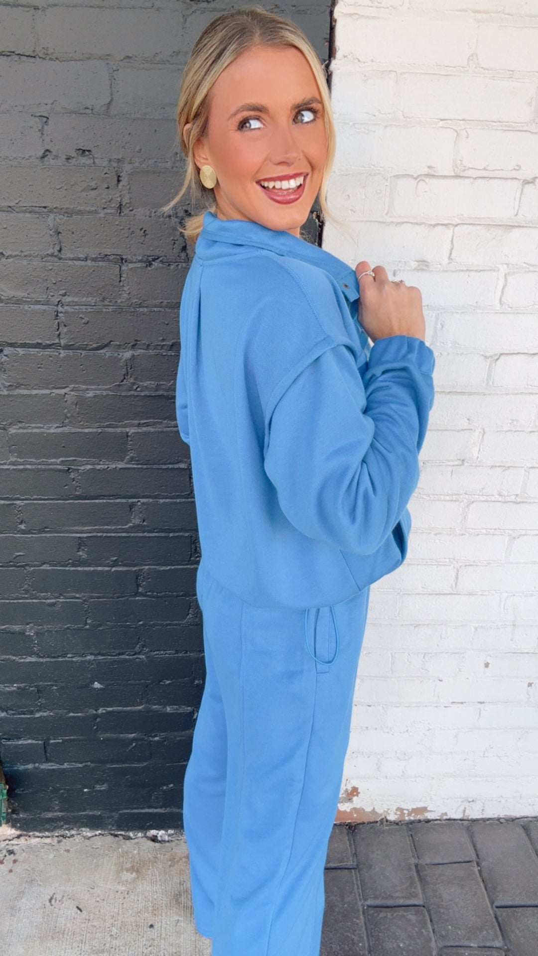 Oversized French Terry Henley Pullover With Pants
