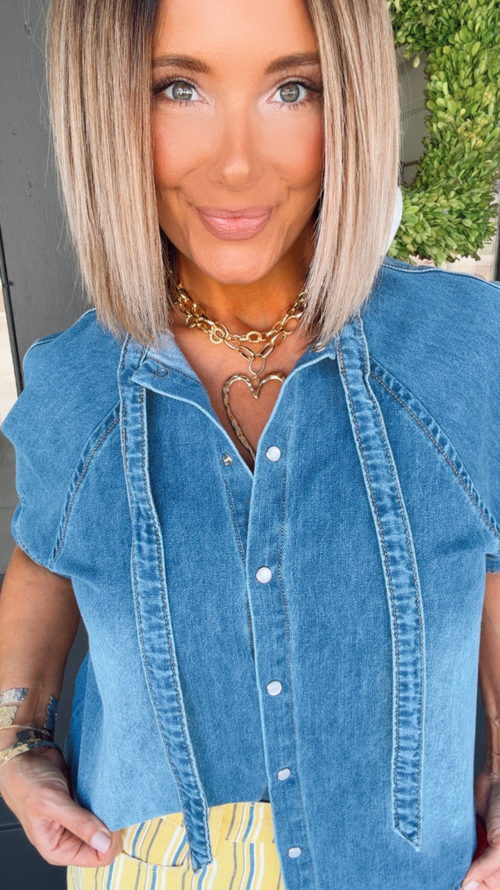 The Denim Days Tie-Neck Top
