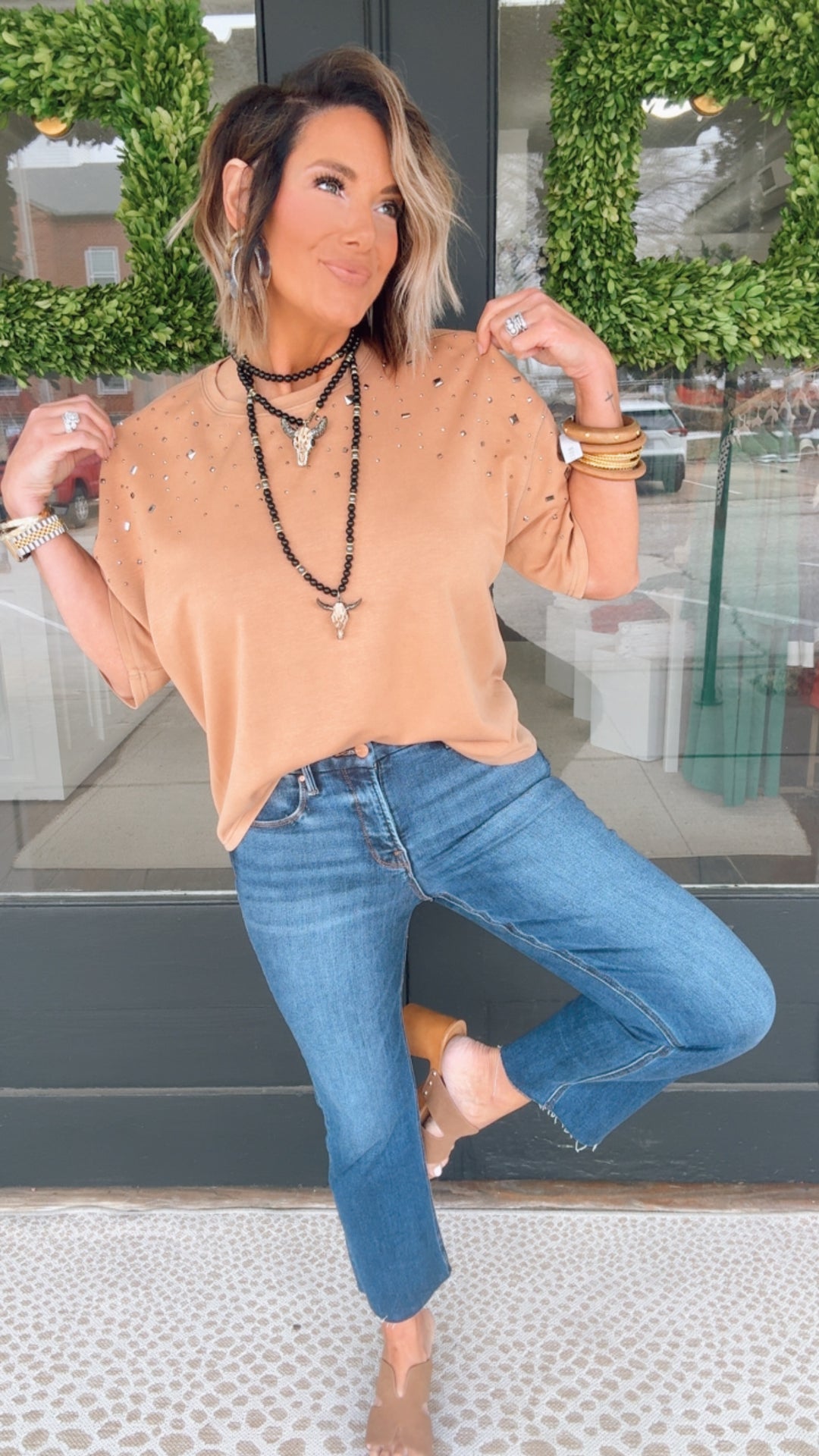 The Hotfix Studded Short Sleeve Top
