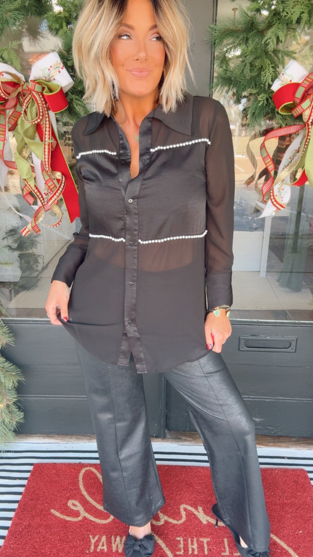 The Pearl Embellished Sheer Top