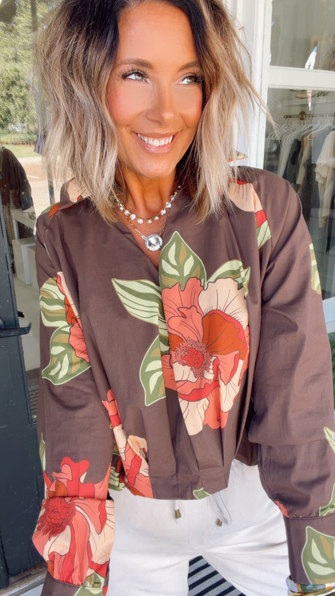 THML Autumn Blooms Floral Blouse