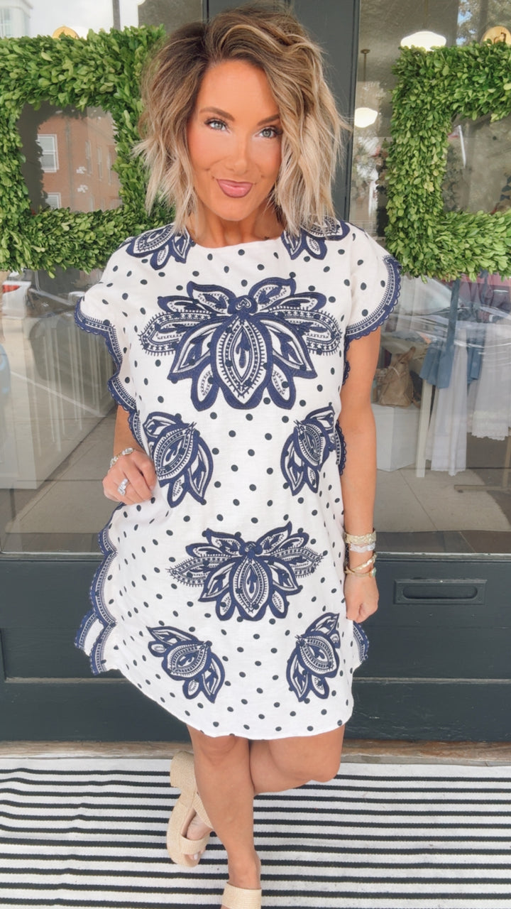 THML Scallop Seaside Shift Dress