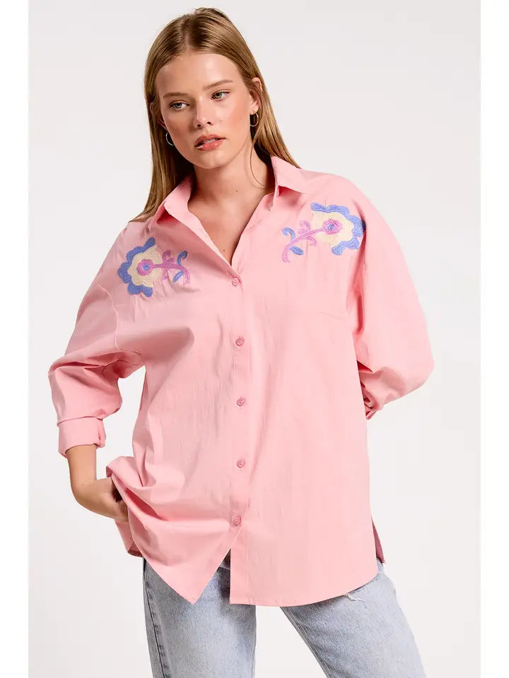 The Pink Petals Button Down