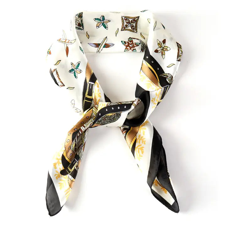 Feather and Belt Print Scarf