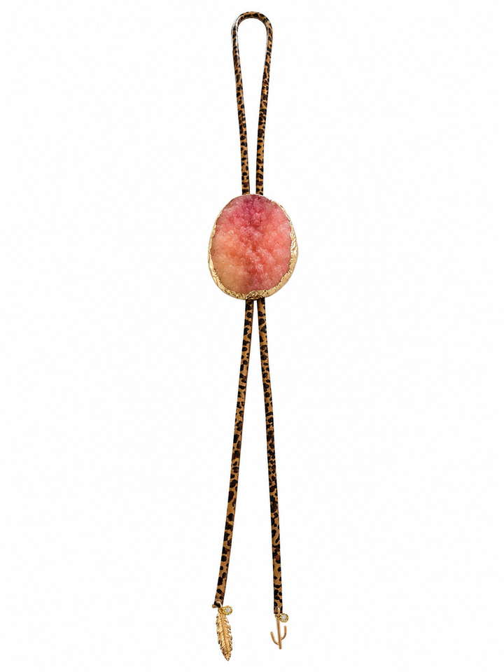 Gold-Edged Druzy Agate Bolo Necklace