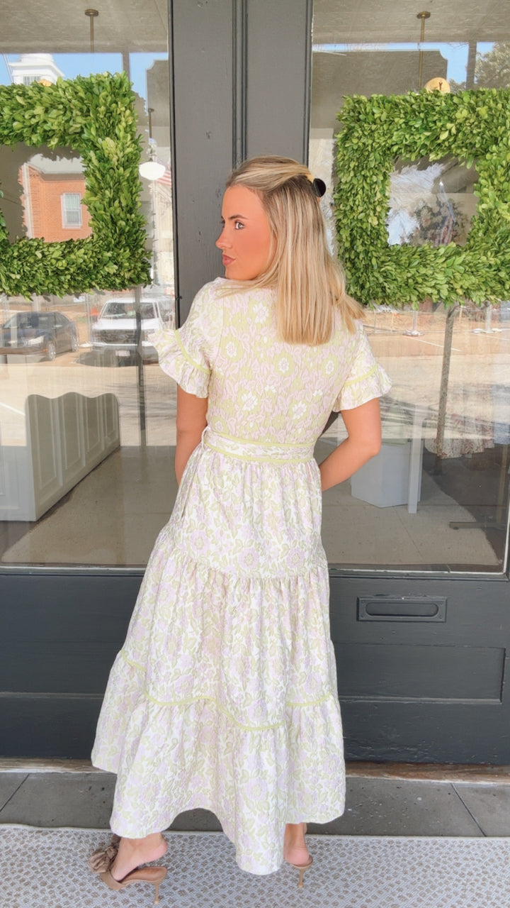 Blushing Meadow Jacquard Maxi Dress