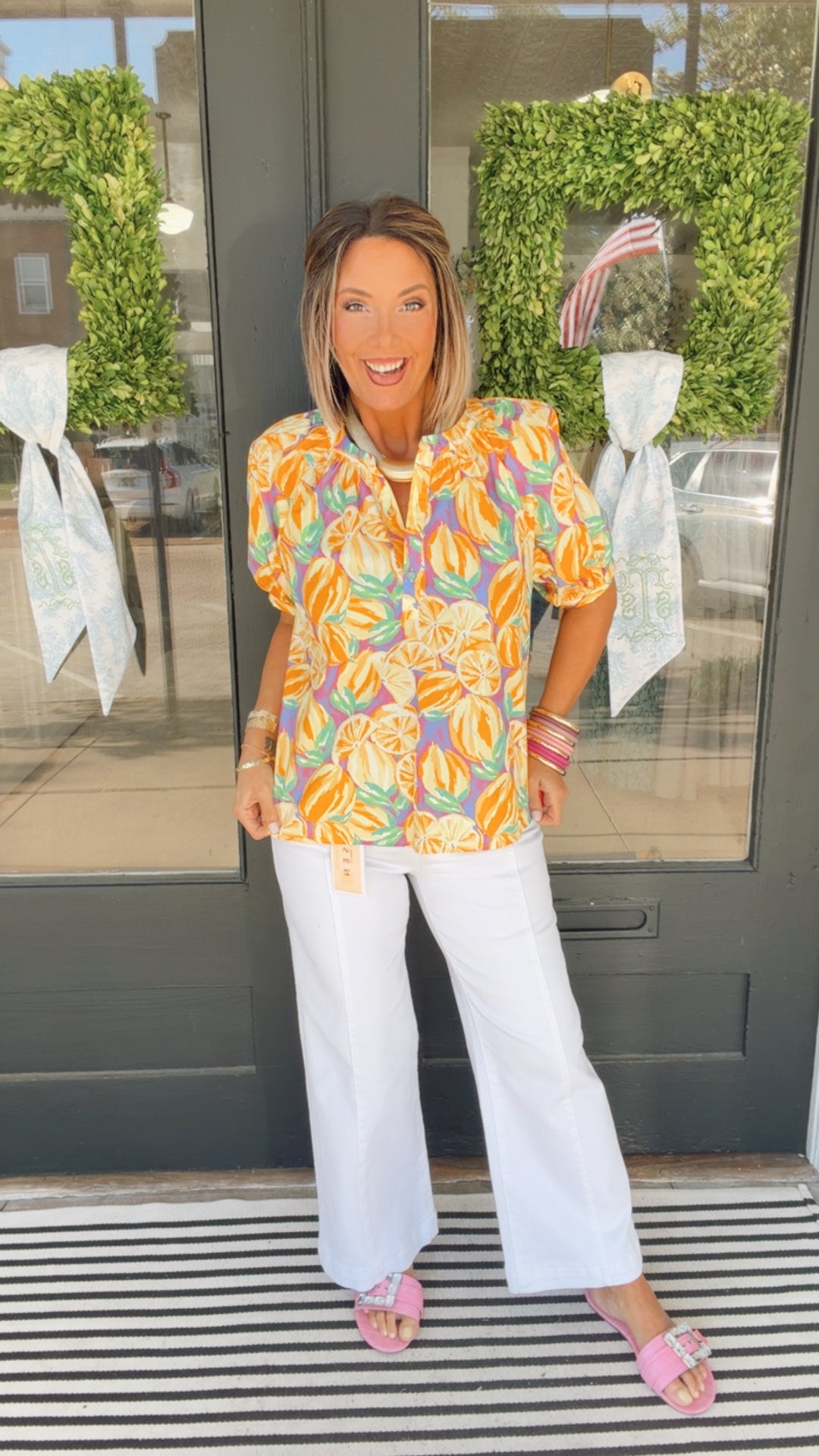 Citrus Splash Tie Sleeve Top