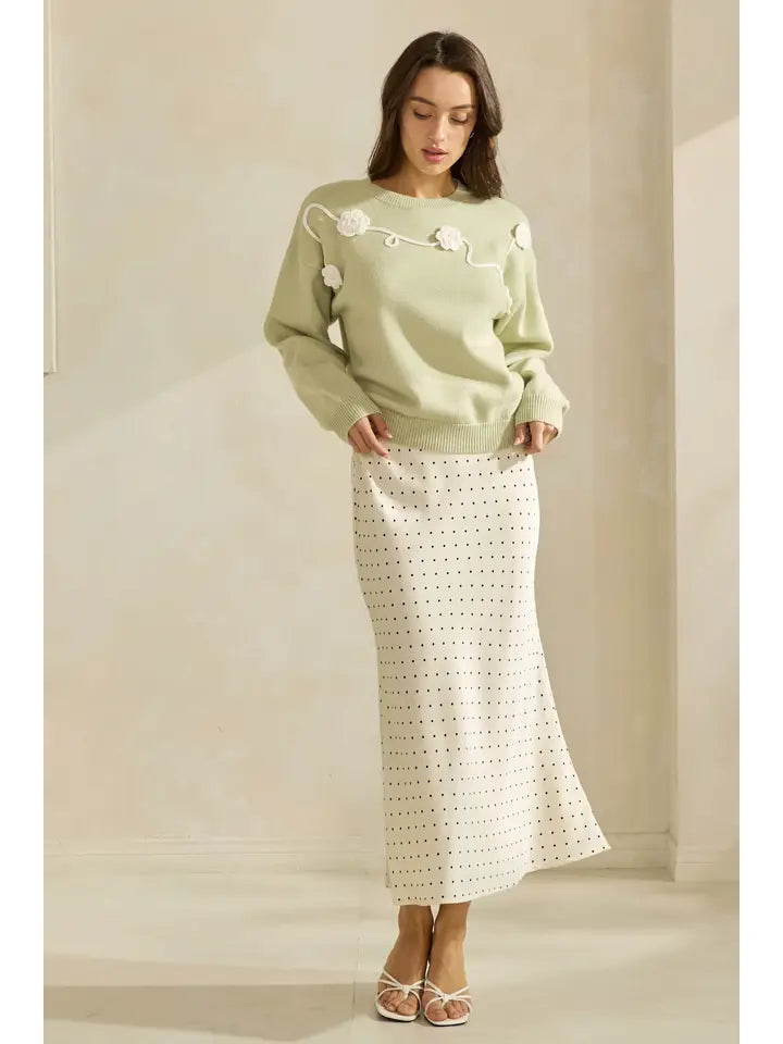 Polka Dot Dull Satin Skirt