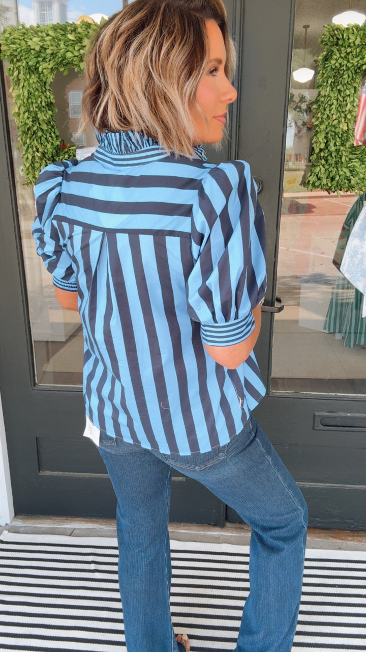 The Harbor Stripe Puff Sleeve Top